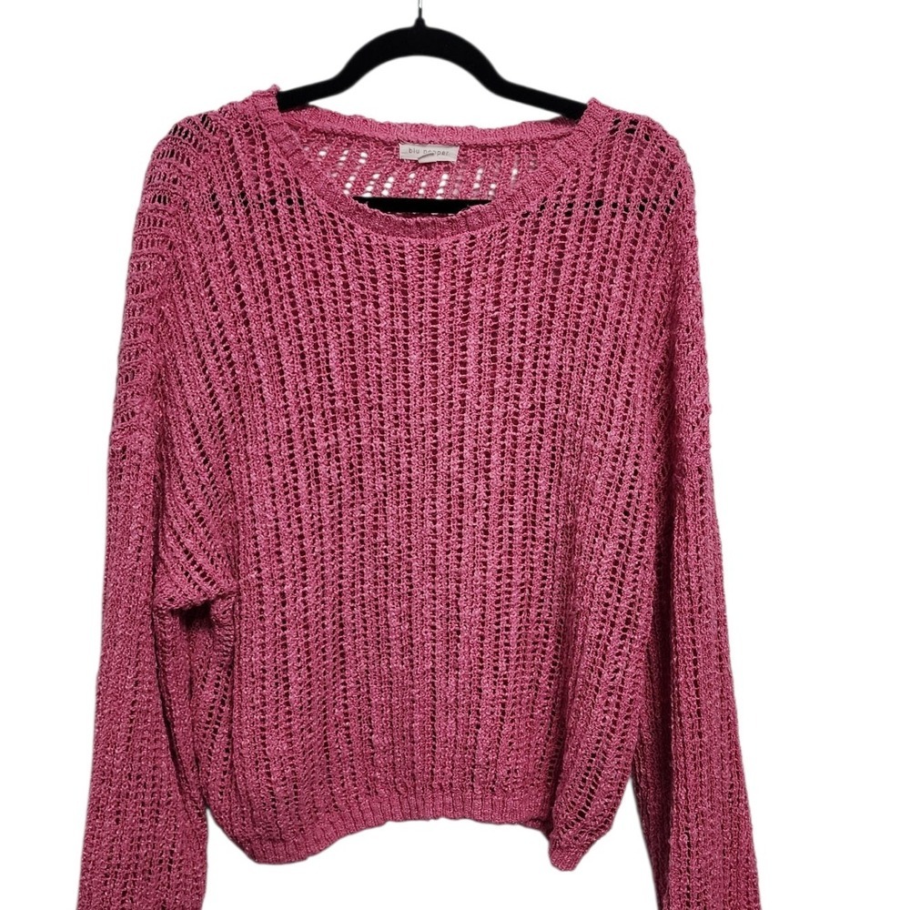 Blu Pepper Pink Knit Pullover Sweater‎ Oversized Long Sleeve Womens Size L